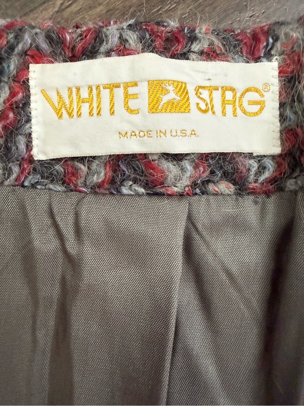 Vintage White Stag Mohair Blend Open Front Jacket Blazer USA Pink Gray Size M - Picture 9 of 10